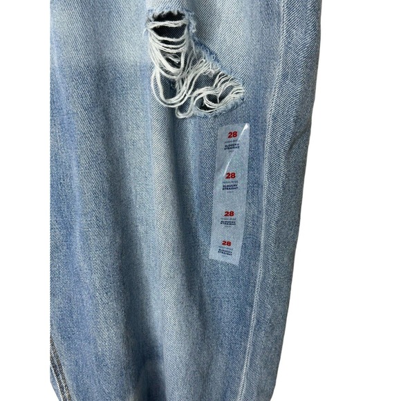 NWT Old Navy Womens High Rise Slouchy Straight Jeans 28 Cropped Distressed Denim - Picture 4 of 11